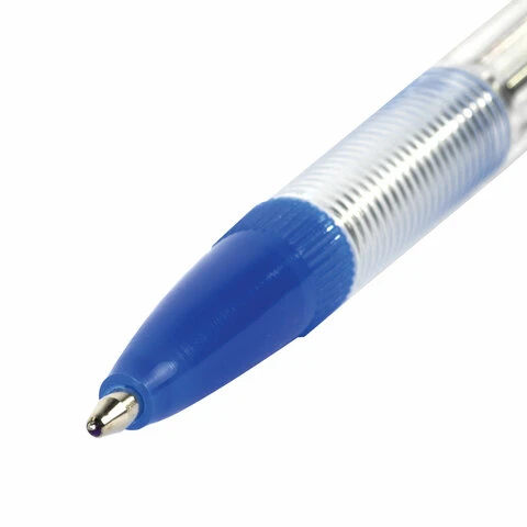 Ручка шариковая STAFF "Basic BP-03", СИНЯЯ, корпус прозрачный, узел 1