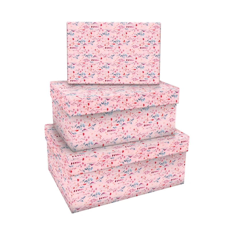 Набор прямоугольных коробок 3в1, MESHU "Pastel pink", отд.фольгой,
