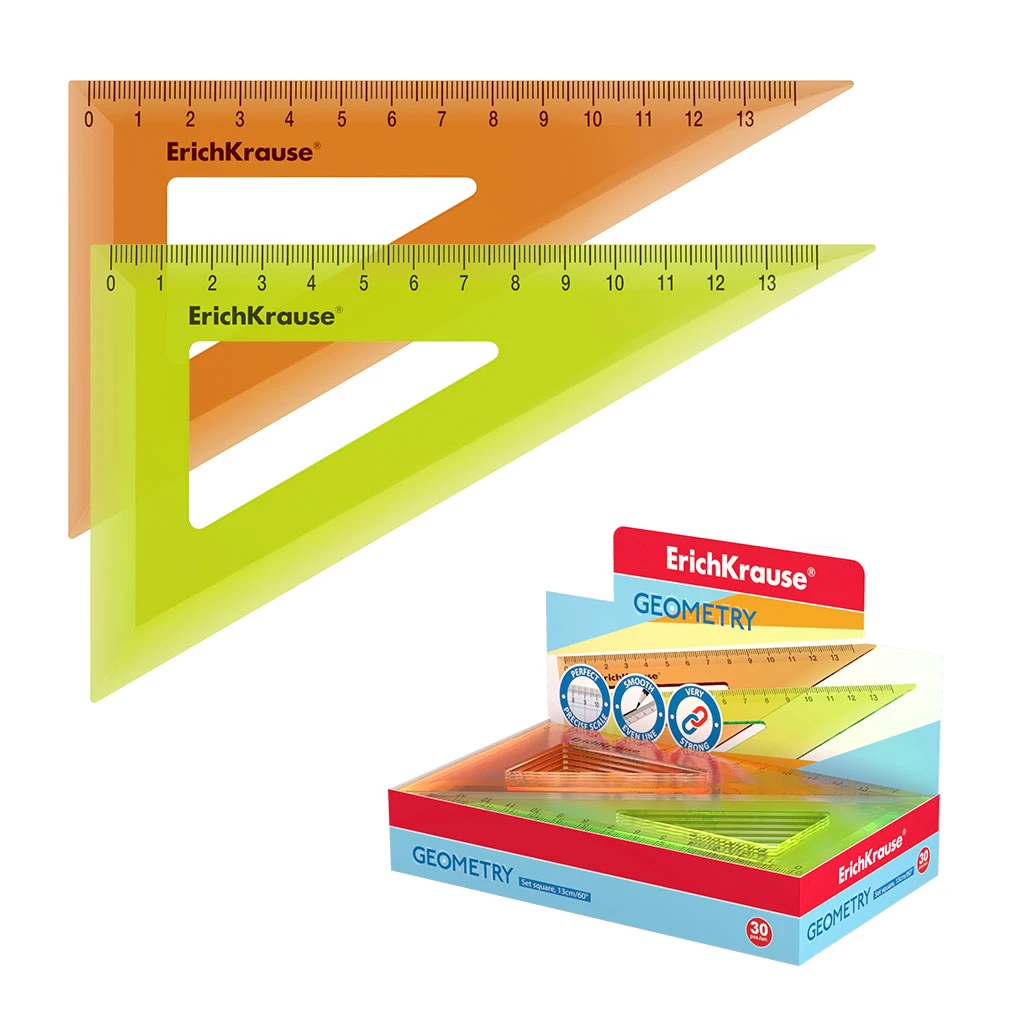 Угольник пластиковый ErichKrause® Neon, 13см/60°, ассорти из 2 цветов, в
