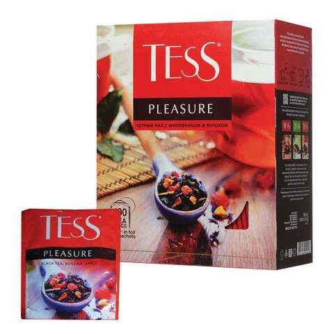 Чай TESS (Тесс) "Pleasure", черный с шиповником и яблоком, 100