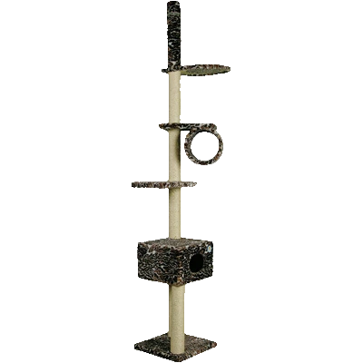 Комплекс для кошек, цв.мех, многоэтажный с трубой+лежанка Зооник (480х480х2500)