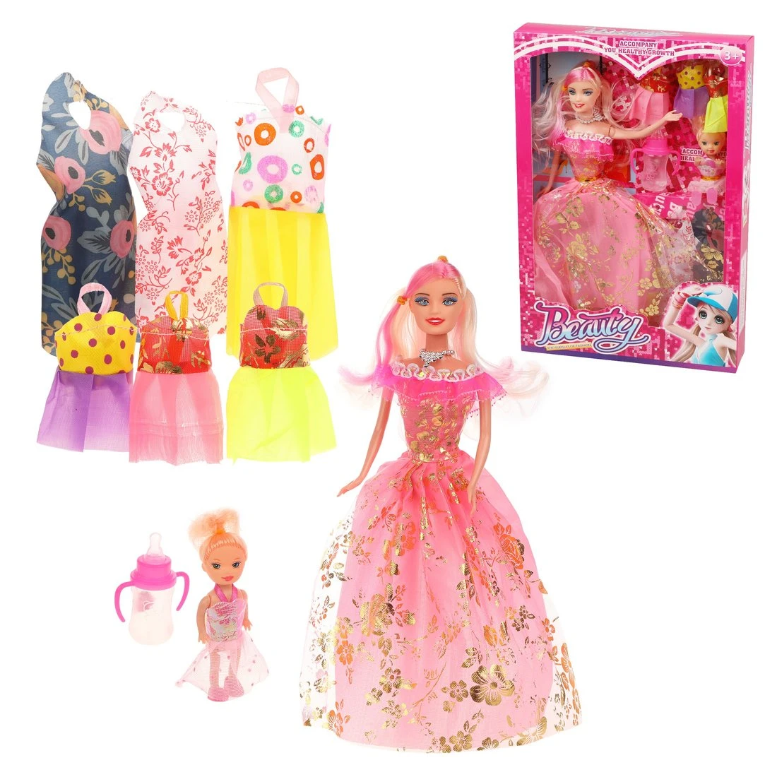 Игровой набор "Модница", кукла 30 см, кукла 10см, 7 предметов, в