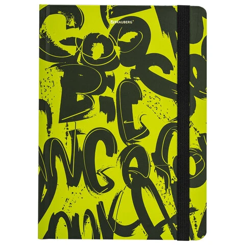 Блокнот с резинкой в клетку 96 л., А5 (145х203 мм), твердая обложка, BRAUBERG,