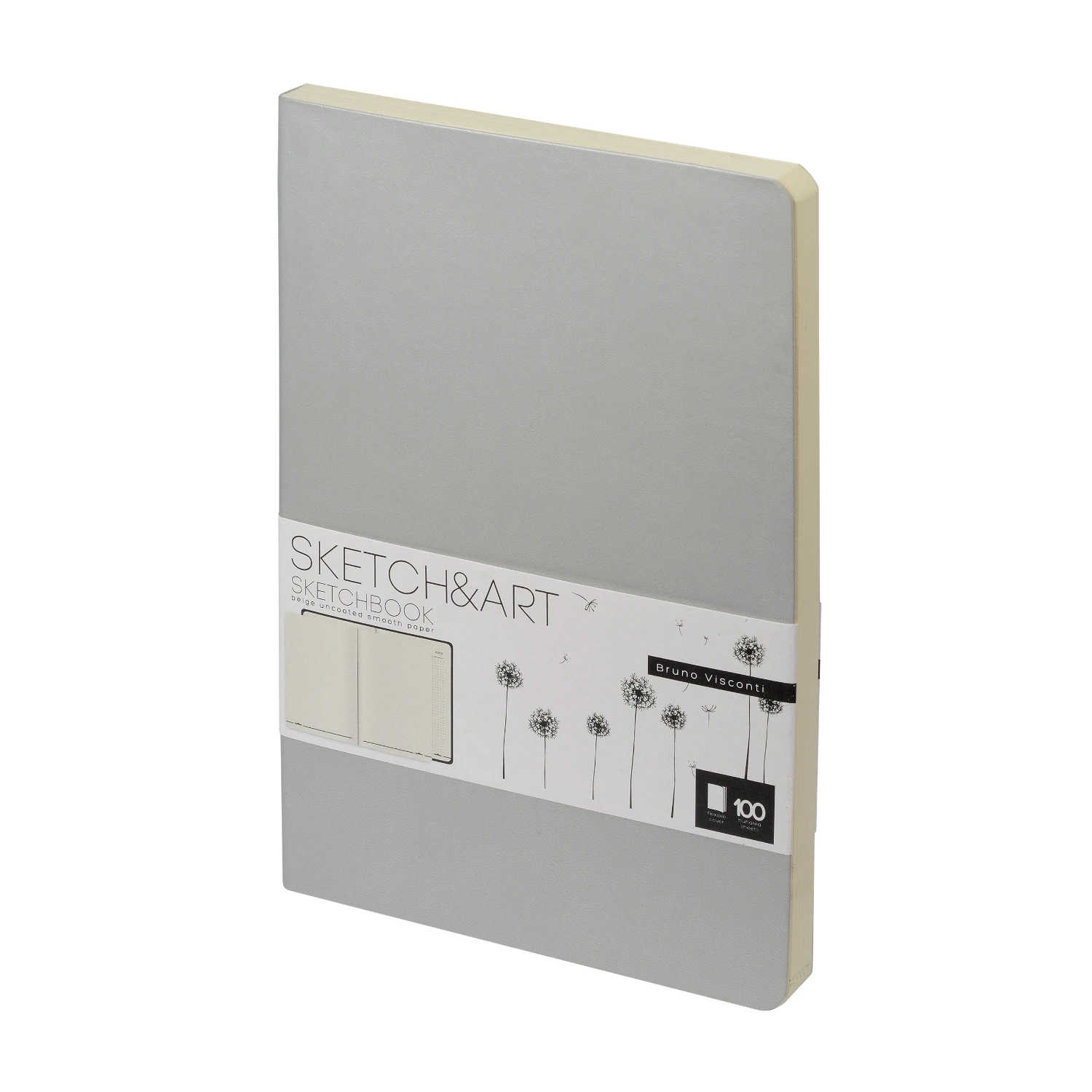 SKETCHBOOK BV, 140х210 мм, 100 л., БЕЖЕВЫЙ 100 гр. В МЯГКОМ ПЕРЕПЛЕТЕ (СЕРЕБРО)