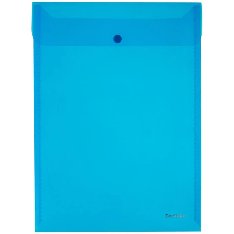 Папка-конверт на кнопке Berlingo, А4, 180мкм, вертикальная, синяя. AKk_04002