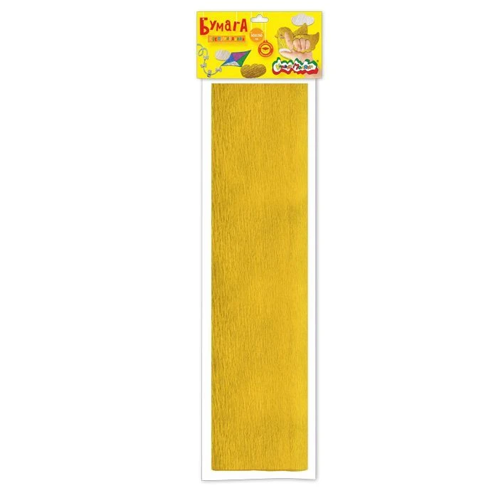 Бумага цветная, крепированная флуор. Каляка-Маляка 50х250 см., 1 цвет, золотая.