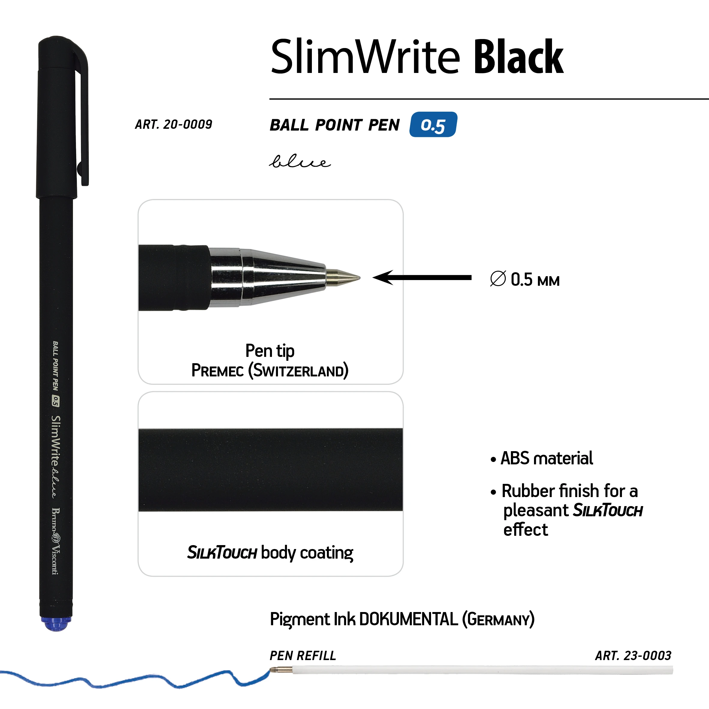 РУЧКА "SlimWrite.BLACK" ШАРИКОВАЯ 0.5 ММ, СИНЯЯ РУЧКА "SlimWrite.BLACK" ШАРИКОВАЯ 0.5 ММ, СИНЯЯ