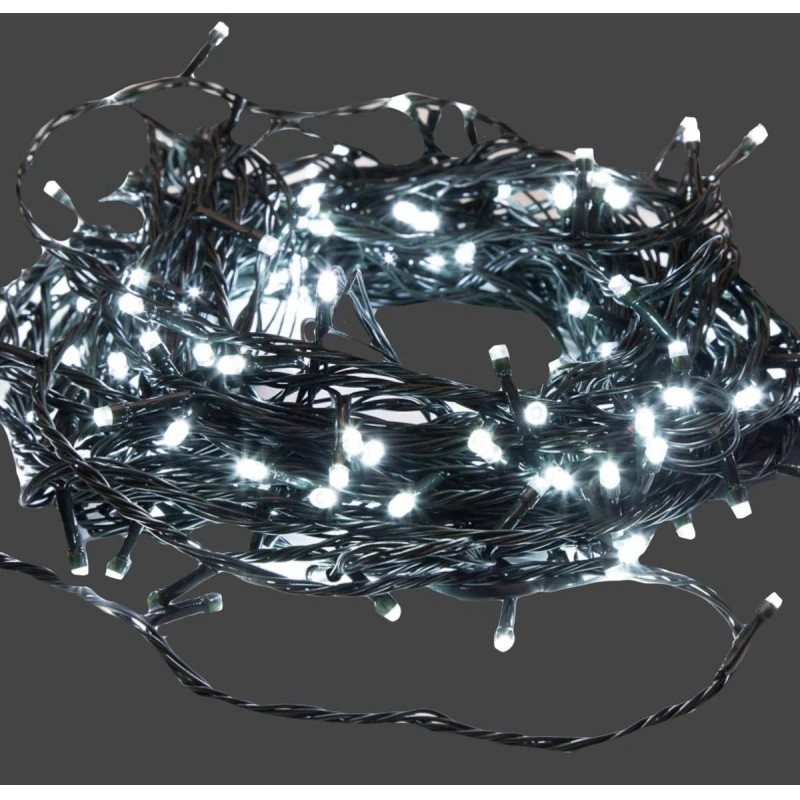 Электрогирлянда Твинкл Лайт 15 м, тем.-зел. ПВХ,120 LED, цвет белый 303-055