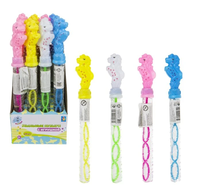 1TOY Мы-шарики! Мыльные пузыри колба с игрушкой лошадка 50 мл.