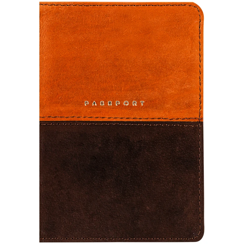 Обложка для паспорта OfficeSpace "Duo", кожа, осень+коричневый,