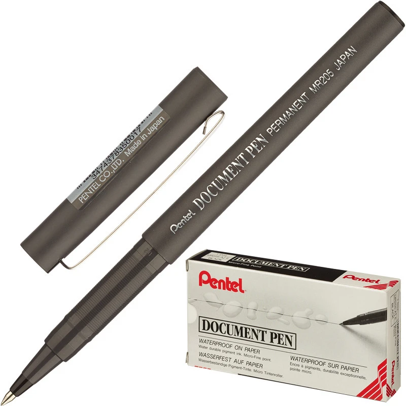 Роллер PENTEL Dokument Pen 0,3мм метал.клип, черный ст. Япония штр. 