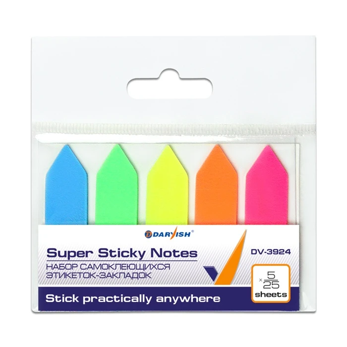 Набор самоклеящих этикеток-закладок (5*25) "Darvish" пластиковые Набор самоклеящих этикеток-закладок (5*25) "Darvish" пластиковые