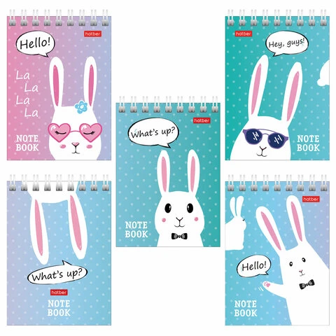 Блокнот МАЛЫЙ ФОРМАТ (75х108 мм) А7, 40 л., гребень, картон, клетка, HATBER,