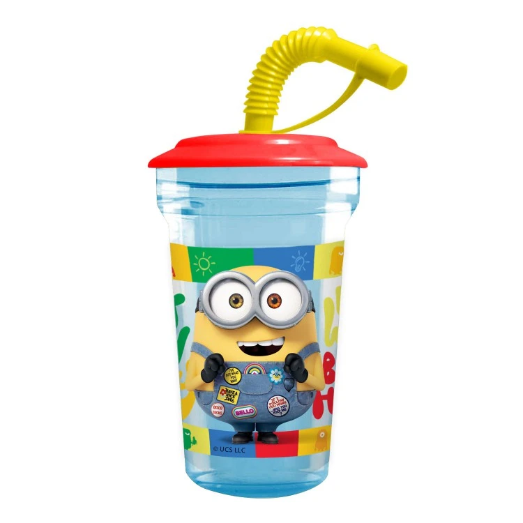 Стакан с трубочкой, 420 мл., «Миньоны», дизайн 2