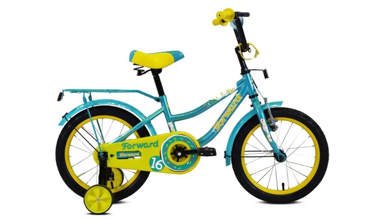 Велосипед 16" FORWARD FUNKY 2020-2021 бирюзовый/желтый
