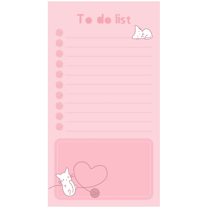 Блок для записей (To Do list) MESHU 8,0*15,0см, 50л., "Кitten", на