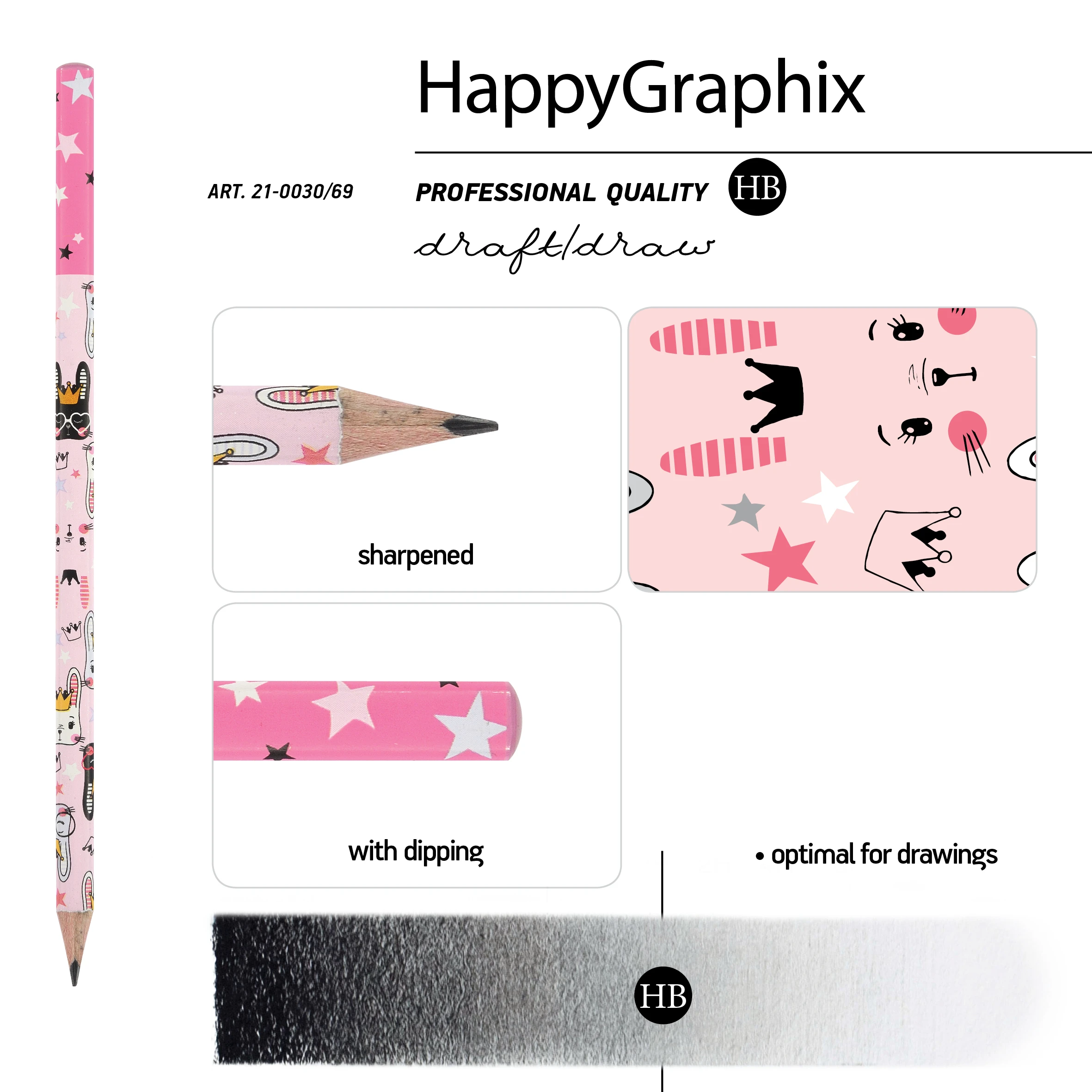 КАРАНДАШ ЧЕРНОГРАФИТОВЫЙ "HappyGraphix. Цирк. Зайка" НВ