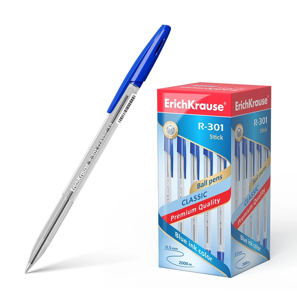 Ручка шариковая Erich Krause® R-301 Classic Stick 1.0, цвет чернил синий (в