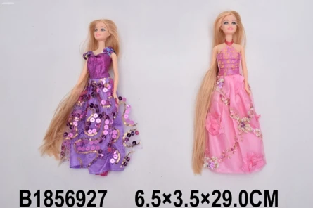 Кукла (28см) в нарядном платье (ноги гнуться) 2 вида микс в пакете (Арт.
