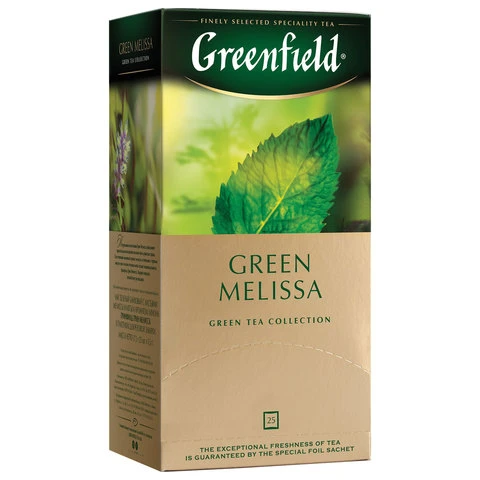 Чай GREENFIELD (Гринфилд) "Green Melissa", зеленый, 25 пакетиков в