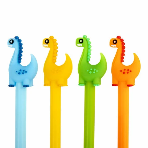 Ручка с топпером шариковая ЮНЛАНДИЯ "Динозаврик", корпус ассорти,