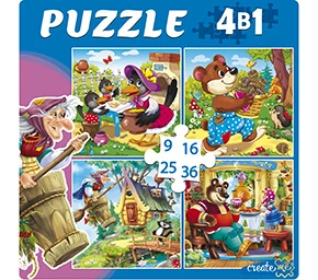 ПАЗЛЫ 4 в 1. ЛУЧШИЕ РУССКИЕ СКАЗКИ (9,16, 25, 36 эл.) (Арт. П-5813)