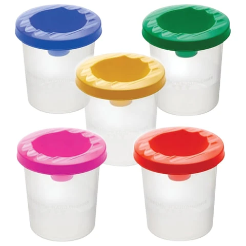 Стакан-непроливайка СТАММ, 5 цветов ассорти (красный, желтый, зеленый, синий,