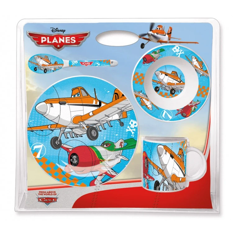 Набор посуды керамической в подарочной упаковке (4 предмета, блистер). Самолеты