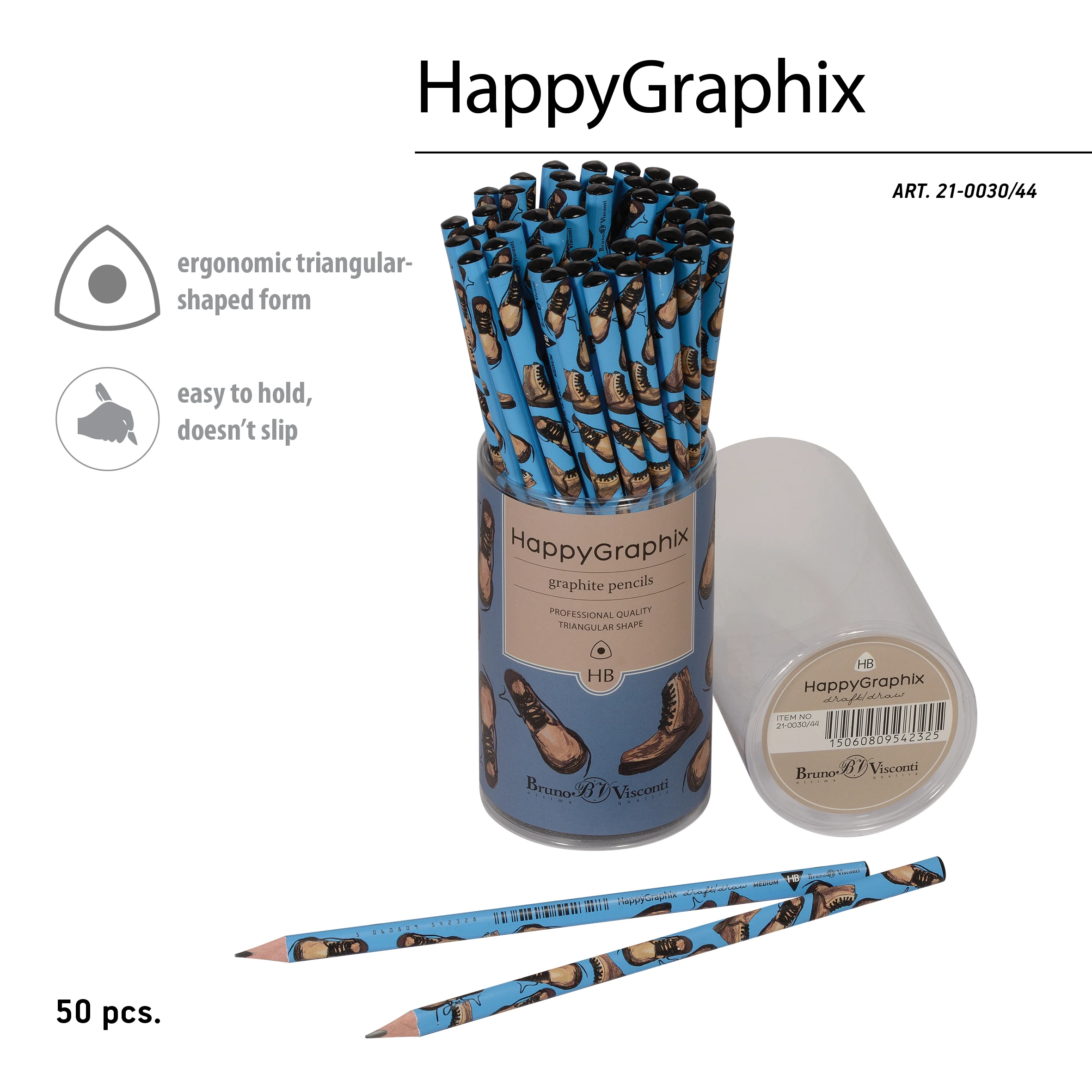 КАРАНДАШ ЧЕРНОГРАФИТОВЫЙ "HappyGraphix. Boots. Синие ботинки" НВ