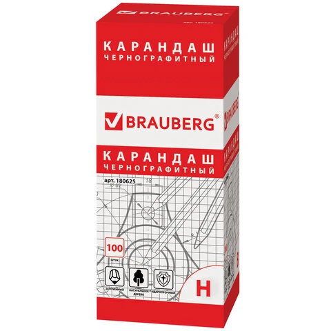 Карандаш чернографитный BRAUBERG, 1 шт., "Touch line", Н, без резинки,