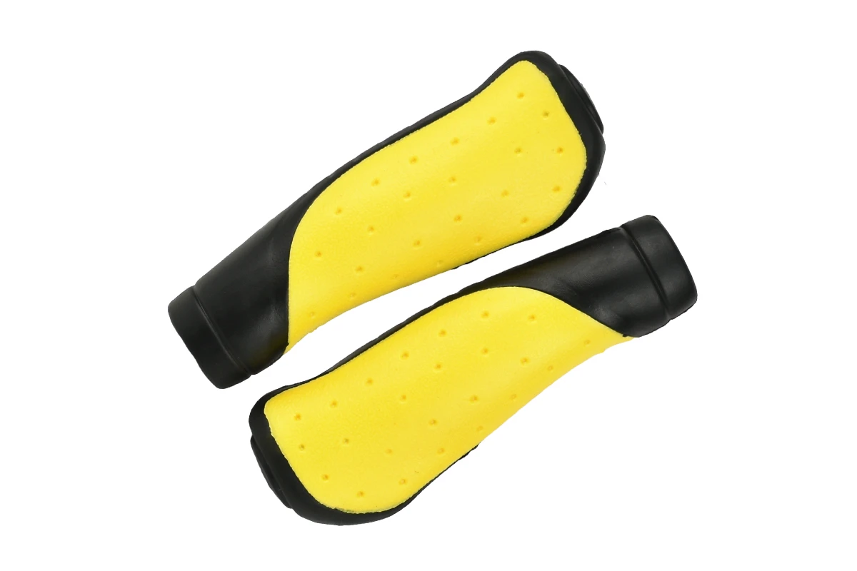 Грипсы MTB HL-GB306 black\yellow 130mm, эргономические, резина, черно\желтые