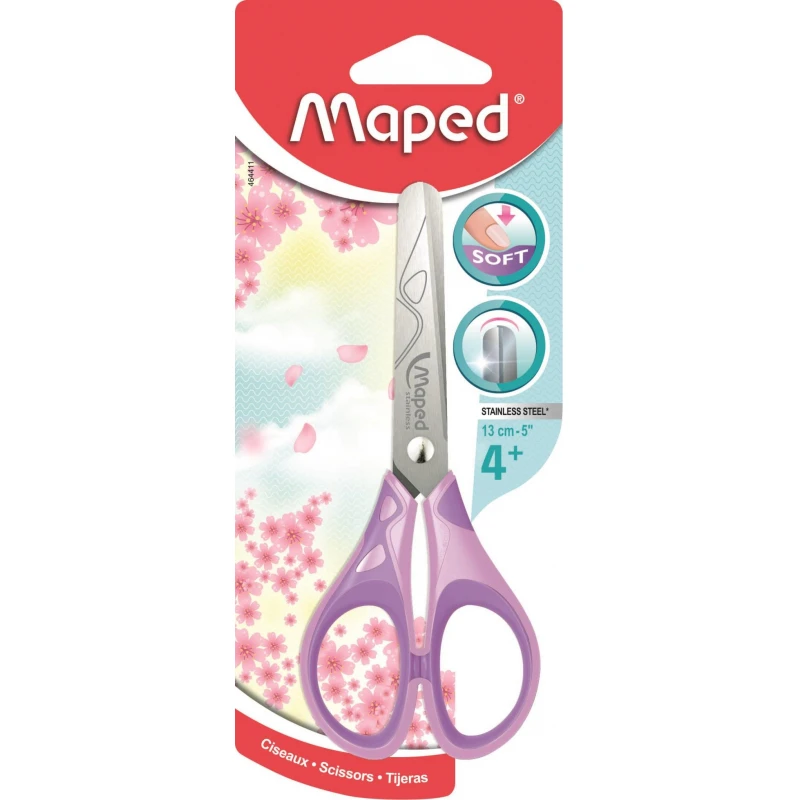 Ножницы детские Maped ESSENTIALS SOFT PASTEL 130мм,прорезин. ручки, ассорти