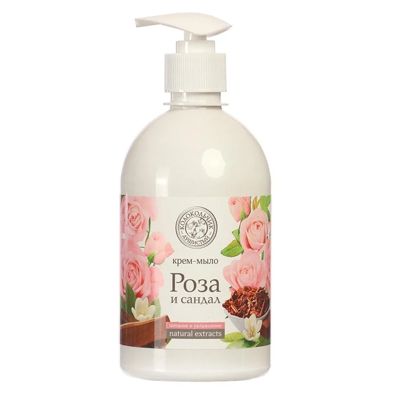 Мыло-крем жидкое Душистый Колокольчик "Роза и Сандал", с дозатором, Мыло-крем жидкое Душистый Колокольчик "Роза и Сандал", с дозатором,
