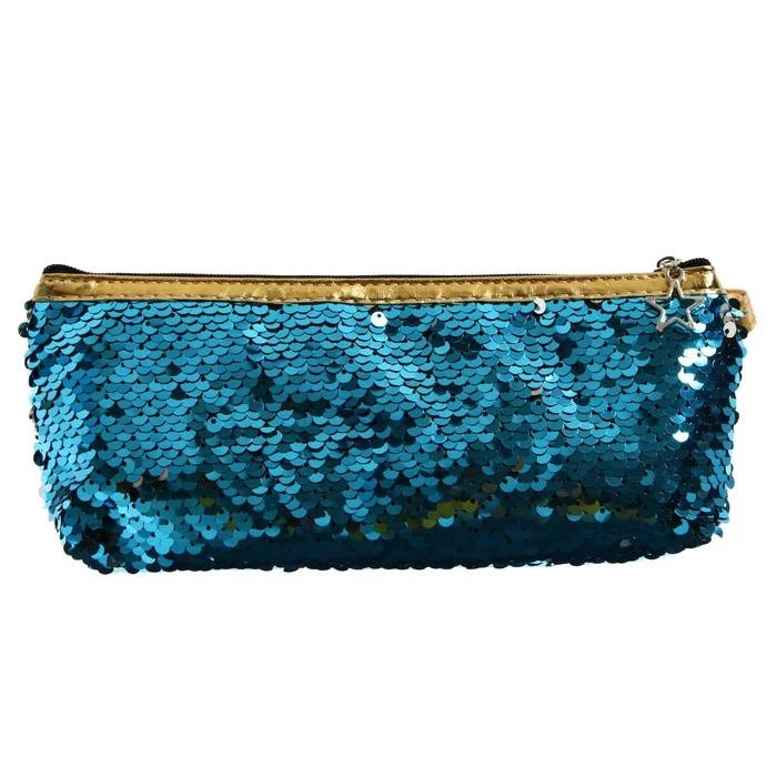 Пенал школьный "Пайетки" на молнии с ручкой, двухцветный,