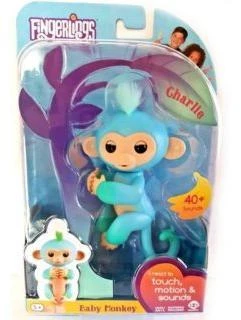 Интерактивная обезьянка Чарли голубая с зеленым 12 см. 3723