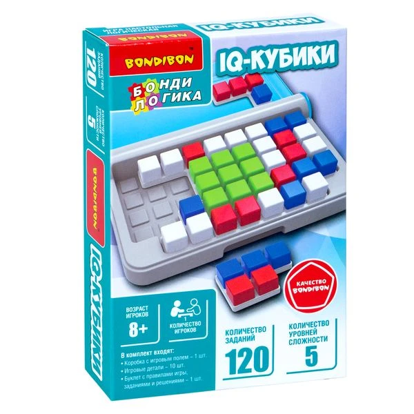 Игра настольная логическая БондиЛогика Bondibon "IQ-КУБИКИ"