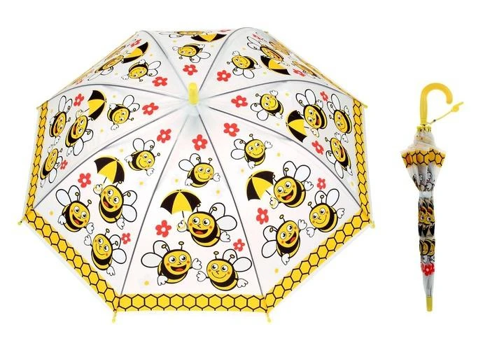 Зонт Пчелка, 49 см, прозрачный, матовый