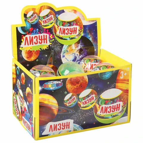 Лизун цветной CENTRUM, 70 г, ассорти, в пластиковой упаковке - шаре, в дисплее,