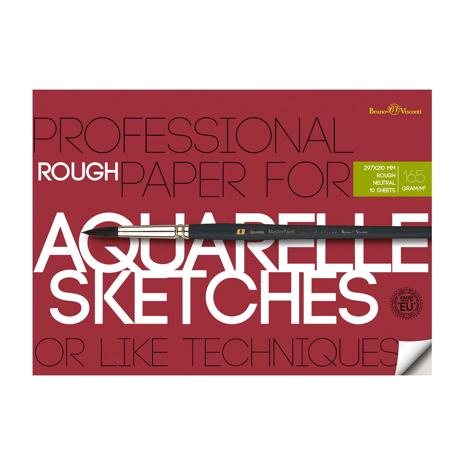 БУМАГА ДЛЯ АКВАРЕЛЬНЫХ НАБРОСКОВ В ПАПКЕ 165 г/м2 А4 (210х297 мм), 10 л. 1 ВИД