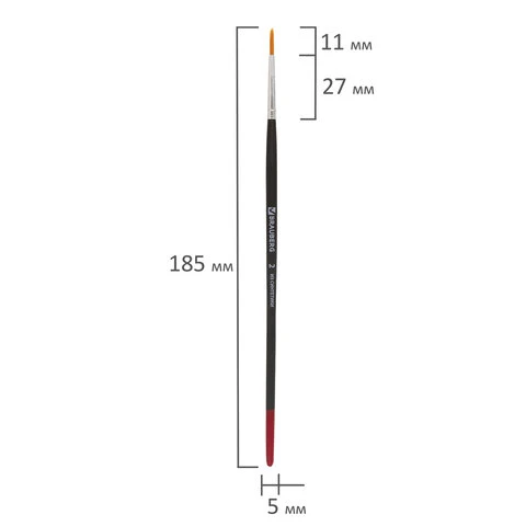 Кисть BRAUBERG, синтетика, круглая, № 2, 200208