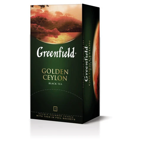 Чай GREENFIELD (Гринфилд) "Golden Ceylon", черный, 25 пакетиков в