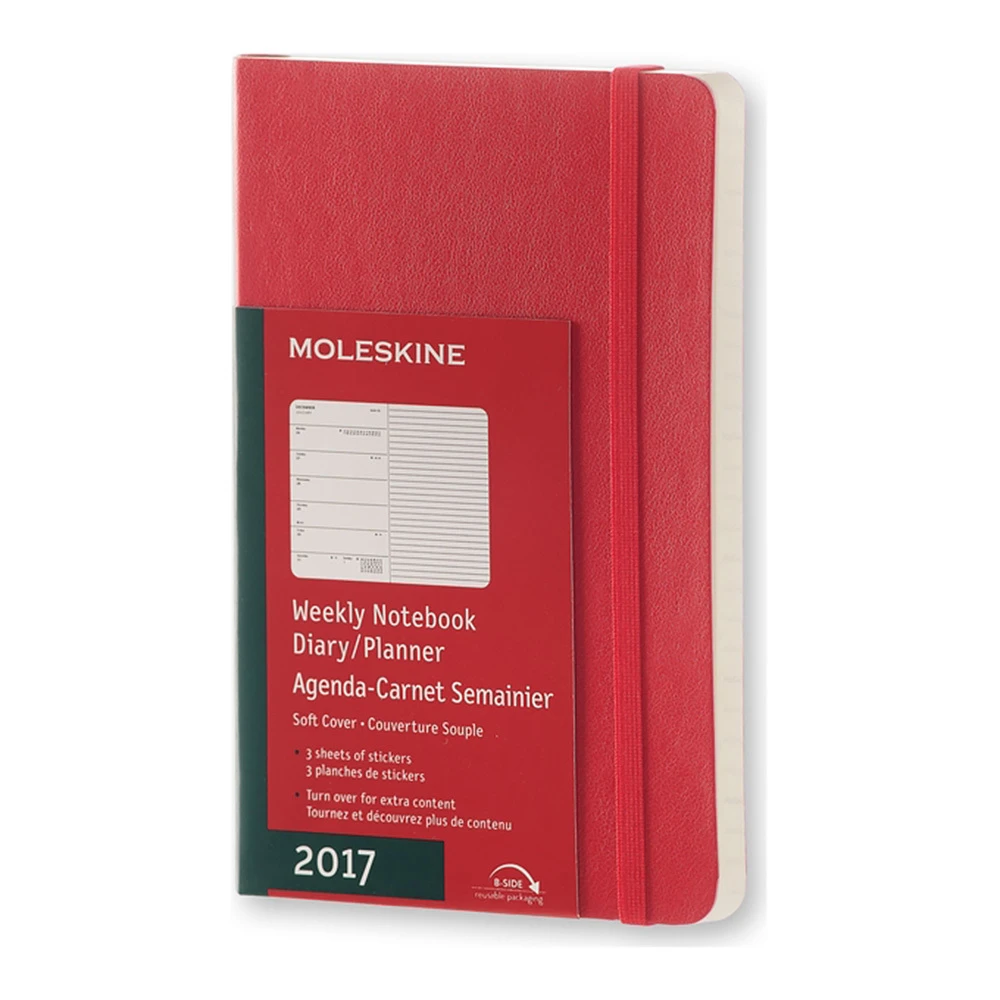 Еженедельник Moleskine Classic Wknt Pocket Soft, датир.12мес, 144 стр., красный