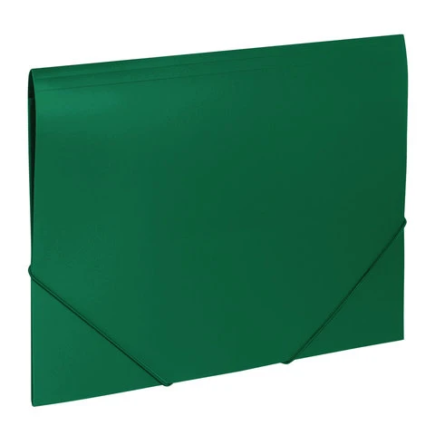 Папка на резинках BRAUBERG "Office", зеленая, до 300 листов, 500 мкм,