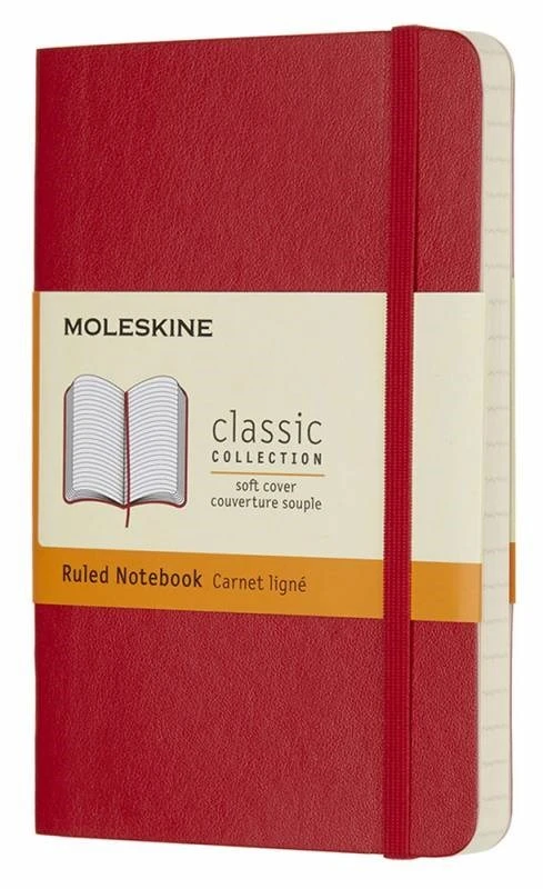 Блокнот Moleskine Classic Soft Pocket, 192 стр., красный, в линейку