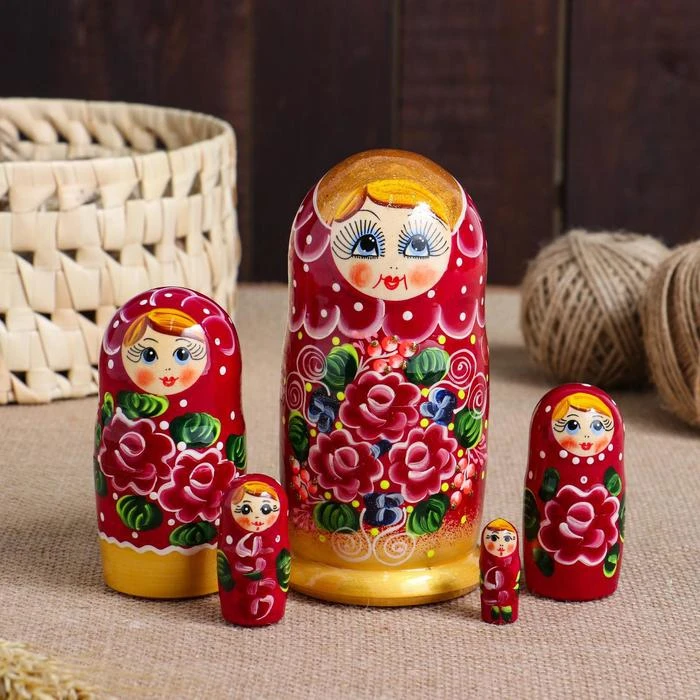 Матрешка 5-ти кукольная "Нелли" узоры, 15 см, ручная роспись 6780436