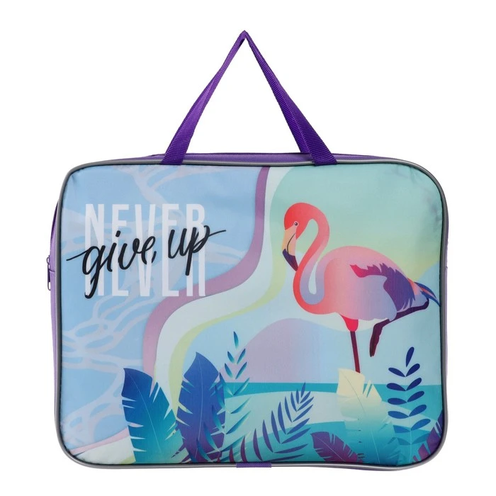 Папка с ручками текстильная А4, "Never Give Up", 335 х 260 х 55 мм,