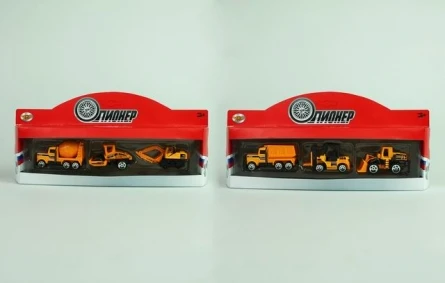 Набор металлических машинок "ПИОНЕР" 7см. "Стройтехника" (3