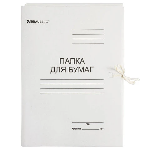 Папка для бумаг с завязками картонная BRAUBERG, 440 г/м2, до 200 листов