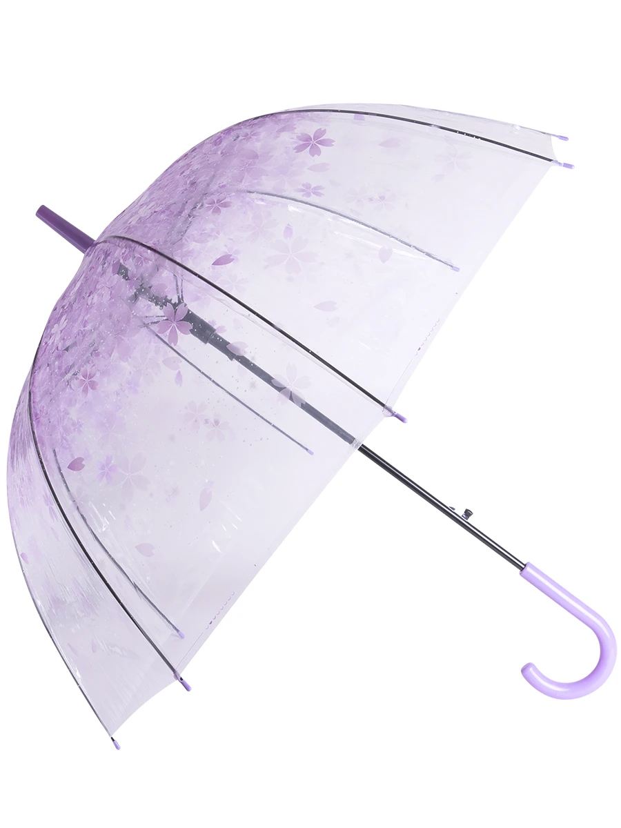 Зонт (60см) прозрачный "Фиолетовые цветы" ПВХ в пакете (Арт. YS14-2)