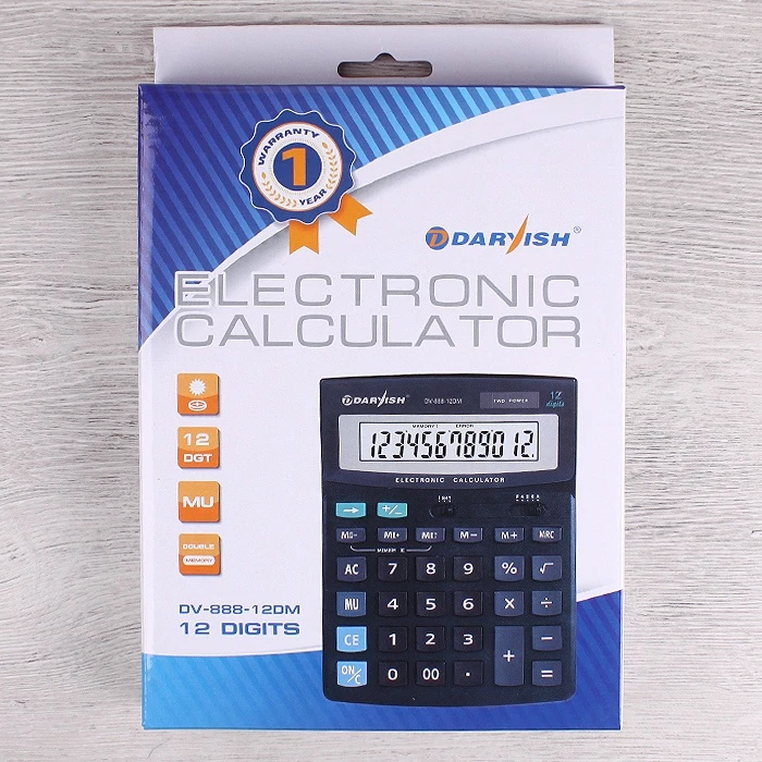 Калькулятор настольный 12 pазр. "Darvish" двойное питание 200*150*33мм